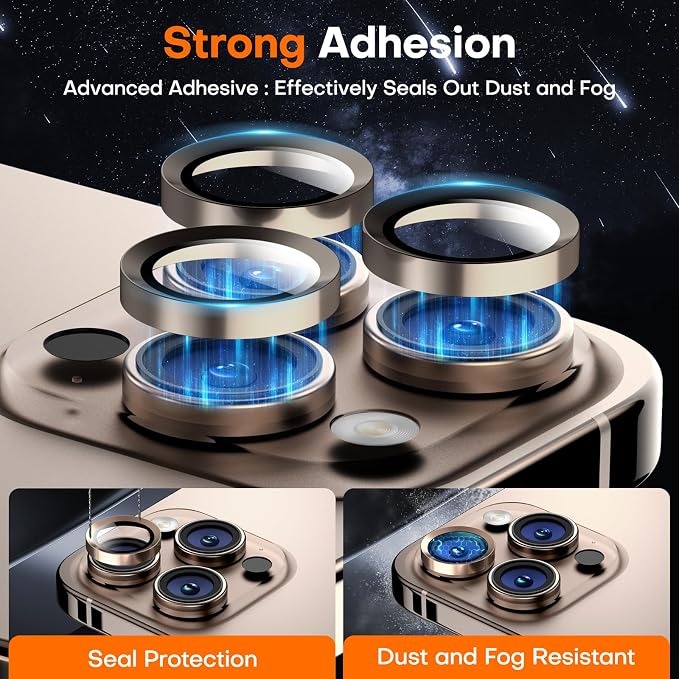 Camera Lens Protector for iPhone 17 Pro Max/17 Pro/16 Pro Max/16 Pro/15 Pro Max/15 Pro/14 Pro Max/14 Pro, Tempered Glass Metal Individual Camera Cover[Anti-drop] Case Friendly-Desert Titanium
