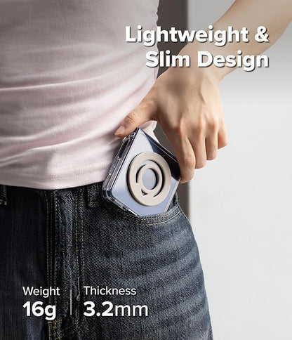 Ringke Dual Magnetic Silicone Ring [Compatible with MagSafe] Phone Grip, Dual-Sided Powerful Magnet, Lightweight (0.04 lb) & Super Slim (0.13 in) Soft Holder for iPhone, Galaxy, Pixel - Warm Gray