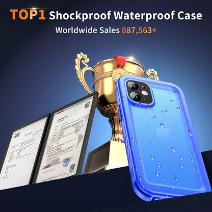Cozycase Compatible with iPhone 12 Mini Waterproof Case - Full Body Rugged Dustproof Shockproof Case with Built-in Screen Protective Case for iPhone 12 Mini 5.4 inch (Blue)