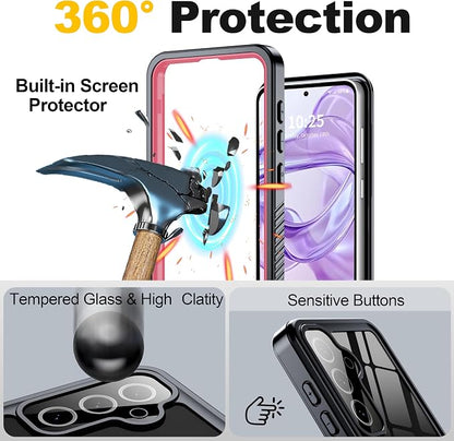 ANTSHARE for Samsung Galaxy S24 FE Case with Built-in Screen Protector, 360 Full Body Protective Shockproof IP68 Waterproof Case for S24 FE 5G - Pink