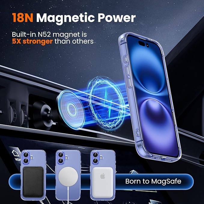 3 in 1 for iPhone 16 Plus Case Clear Ring Holder | Screen Protector *1 & Camera Lens Protector*1, Not Yellowing, Build in Kickstand, Military-Grade Protection