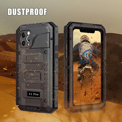 Mitywah Waterproof Case for iPhone 11 Pro, Heavy Duty Military Grade Shockproof Cover Built-in Screen Protection, Rugged Thick Full Body Protect Metal Case for iPhone 11 Pro, Black