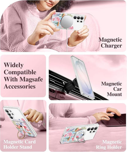 GVIEWIN for Samsung Galaxy S26 Ultra Case Compatible with MagSafe, Clear Floral Shockproof Protective Women Phone Case, Non-Yellowing, Screen&Camera Lens Protector for S26 Ultra 6.9",Botanica/Colorful