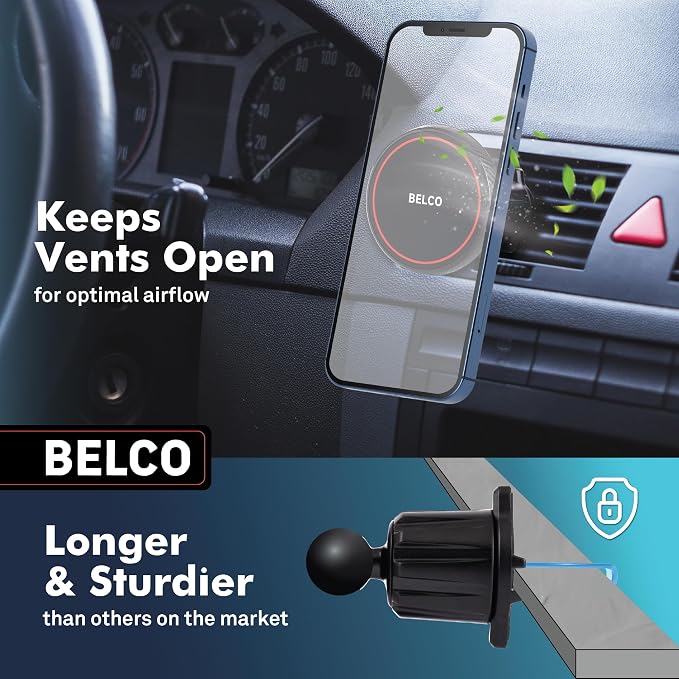 Magnetic Phone Holder for Car – Suction Cup Phone Mount with Adjustable Rotating Arm and Lock Mechanism for Dashboard, Windshield, Air Vent – Compatible with iPhone and Android
