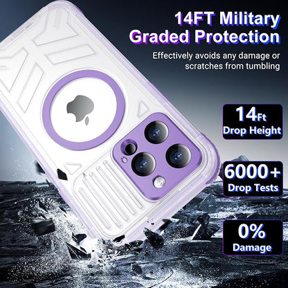 Temdan Magnetic for iPhone 15 Pro Max Case Waterproof,[Built-in Screen & Camera Protector][Full Body Shockproof][IP68 Underwater][Dustproof] Shockproof Phone Case for iPhone 15 Pro Max 6.7"-Purple