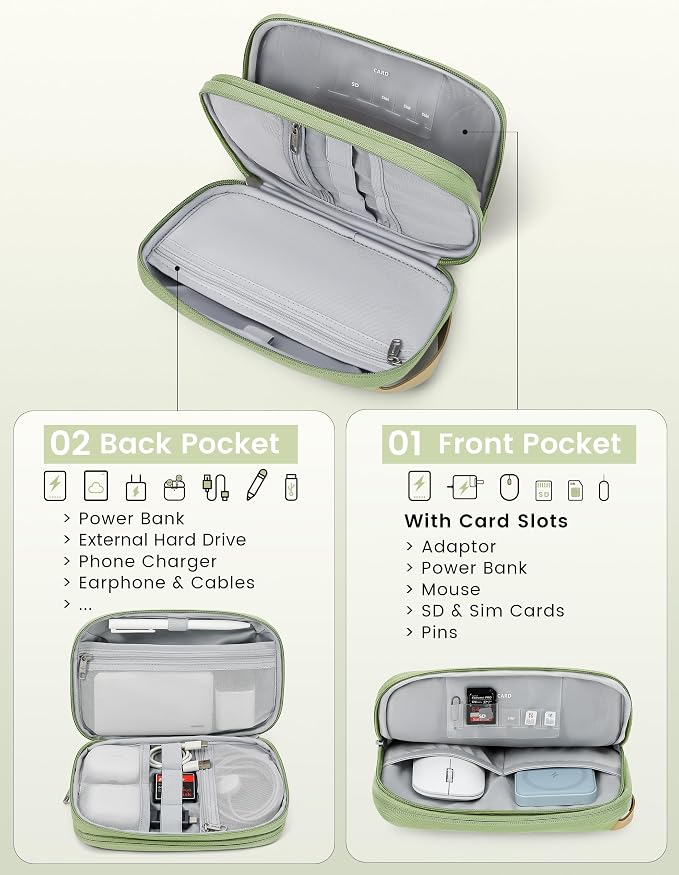Travelkin Travel Cord Organizer, Cable Organizer For Electronic Accessories | Expandable electronics organizer, charger organizer, travel case, Large Capacity tech pouch for Card,Usbs, travel essentials