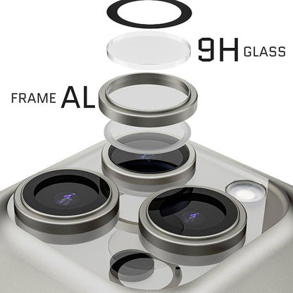 Ghostek Tempered Glass Camera Lens Protector, 9H Hardness, Scratch Resistant, Anti-Fingerprint, Easy Installation, HD Clear Camera Cover for Apple iPhone 15 Pro & Apple iPhone 15 Pro Max (Titanium)