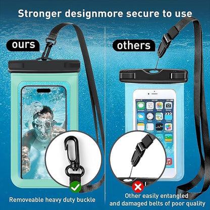 1 Pack Waterproof Phone Pouch，Universal Case Compatible for iPhone 17 16 15 14 13 Pro Max XS Plus Cellphone Up to 7", IPX8 Under Water Beach Accessories Beach Bag, Green