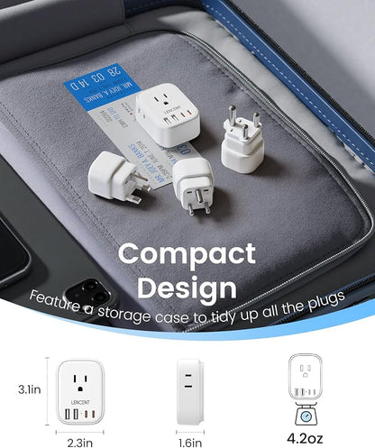 LENCENT Type C and Type D G M Universal Travel Adapter Kit | International Power Adapter Plug with 4 USB Ports(2 USB C) for Botswana Sri Lanka Europe UK Italy Ireland South Africa India