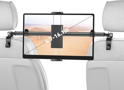 Tryone Car Tablet Holder Mount for iPad: Headrest Tablet Stand for Car Back Seat Compatible with iPad Pro Air Mini | Galaxy Tab | Kindle Fire HD | Switch OLED or Other 4.7-16.1" Devices