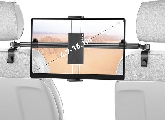 Tryone Car Tablet Holder Mount for iPad: Headrest Tablet Stand for Car Back Seat Compatible with iPad Pro Air Mini | Galaxy Tab | Kindle Fire HD | Switch OLED or Other 4.7-16.1" Devices