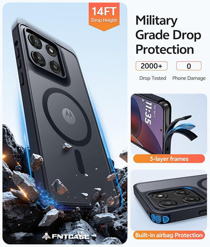 FNTCASE for Moto G Stylus 5G 2026 Case: Motorola G Stylus 2025 Case Magnetic Translucent Matte Shockproof Slim Phone Cover - Military Grade Drop Proof Anti-Fingerprint Protective Case (6.7 inch/Black)