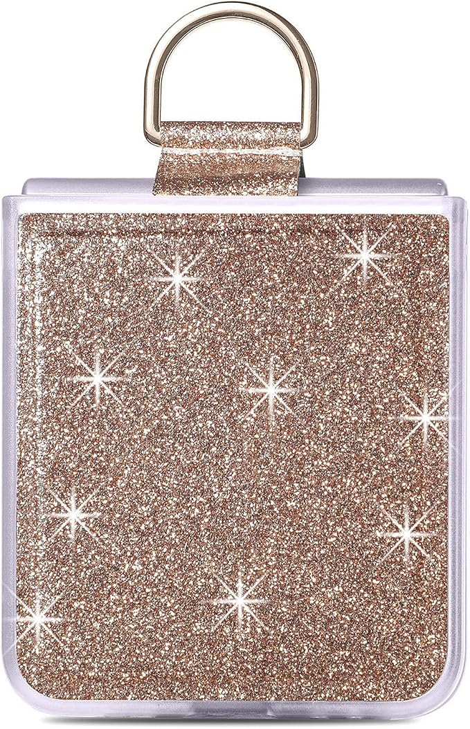 Bling Glitter Case for Samsung Galaxy Z Flip 6 with Ring Holder,Women Girls Cute Phone Case Non Slip Ultra Slim TPU Bumper Shockproof Protective Case for Galaxy Z Flip 6 5G 2024,Gold