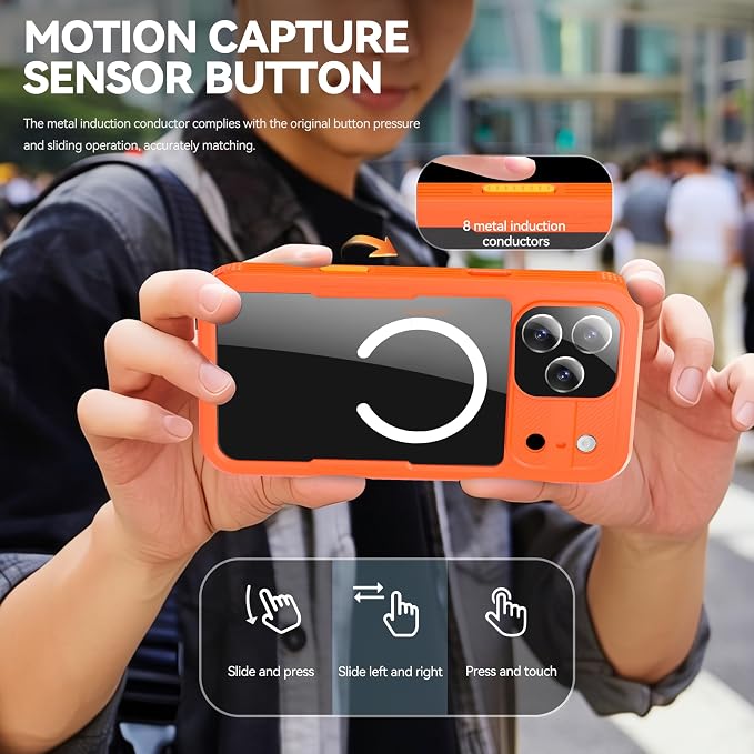 Guppy for iPhone 17 Pro Max Magnetic Waterproof Case, Built-in Screen Protector [IP68 Waterproof][14FT Military Drop proof]360° Full Body Protection Dustproof Shockproof Heavy Duty Rugged Case, Orenge