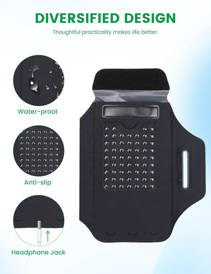 Running Armband with Cell Phone Armband for iPhone 17 16 Pro 15 14 13 Plus XR XS, Galaxy S24/S10 Water Resistant Sports Phone Holder Case & Card Slot & Key Pockets for 6.7" Phone