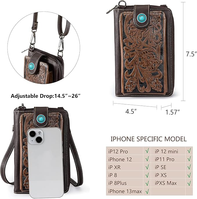Montana West Small Crossbody Bags for Women Western Handbag with Cash Slots