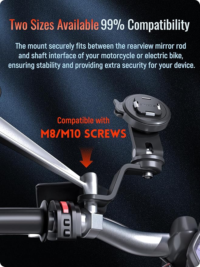 sincetop Motorcycle Rearview Mirror Phone Mount - Series Q [ Quad ] - Motorbike Phone Holder,Quick Release Aluminum Moto ATV Scooter Cell Phone Stand