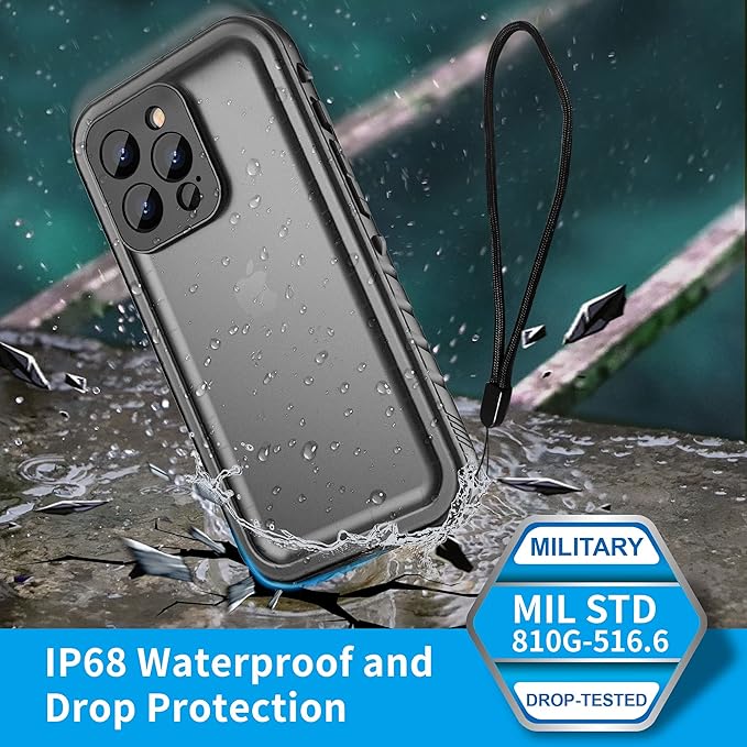 SPORTLINK for iPhone 13 Pro Waterproof Case - Full Body Shockproof Dustproof Phone Screen Protector Rugged Waterproof Case for iPhone 13 Pro 6.1 Inches Black