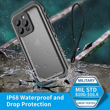 SPORTLINK for iPhone 13 Pro Waterproof Case - Full Body Shockproof Dustproof Phone Screen Protector Rugged Waterproof Case for iPhone 13 Pro 6.1 Inches Black