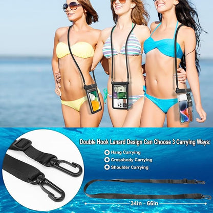 NJJEX [Up to 10" Large Waterproof Phone Pouch Bag - 2 Pack Waterproof Phone Case Dry Bag for Samsung Galaxy S25 Ultra S24 S23 S22 S21 S20 A14 A15 A35 A16 A36 iPhone 16 Pro Max 16E 15 14 13 12 11 Xr X