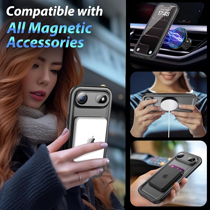 SPORTLINK for iPhone Air Case, IP68 Waterproof Military Protective Full Body Heavy Duty Shockproof 360 Sealed Dustproof with Camera Screen Protector Phone Cover for iPhone Air 6.5" M/Black