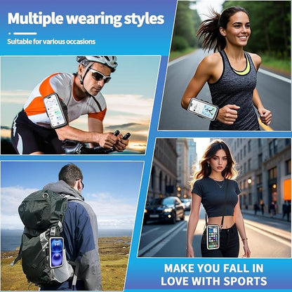 Running Phone Holder, Cell Phone Armband, Clear Crossbody Phone Pouch Purse with Adjustable Strap, Arm Bag with Carabiner, Fits iPhone 17/16/15/14 Pro Max & Galaxy S25 S24 S23[Up to 7.0 inch]