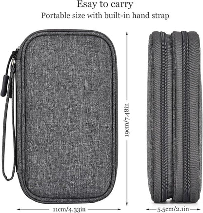 Electronic Organizer Travel Cable Accessories Bag, Electronic Organizer Case, Waterproof Electronic Accessories Organizer Bag for Power Bank, Charging Cords, USB Cable (Dark Gray)