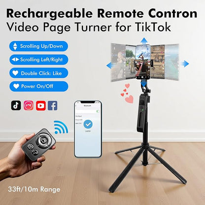 Auto Face Tracking Selfie Stick Tripod with Fill Light, 360 Rotation & Gesture Control, 70.9" Selfie Stick Tripod for iPhone with Remote for for TikTok/Vlog/Live Stream/Video Recording