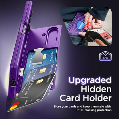 TONGATE Wallet for Z Fold 7 Case with Privacy Screen Protector, [4-Card Holder][Anti Spy] Built-in Large Stand & Slide Camera Cover Z7 Shockproof Phone Case for Samsung Galaxy Z Fold 7 2025 8", Purple