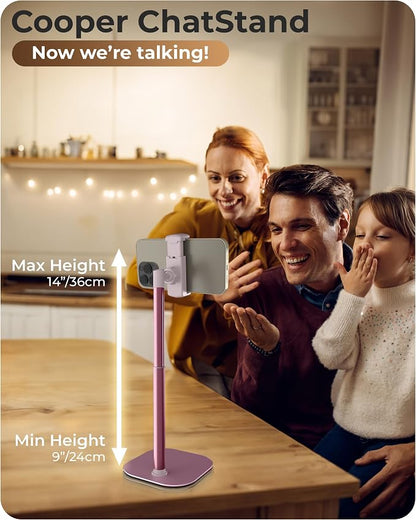 COOPER ChatStand, Adjustable Cell Phone Stand for Desk, Phone Stand for Recording, iPhone Holder for Filming, Small Tripod for iPhone, Fits Samsung, Android Smartphones, (Pink Rose Gold)
