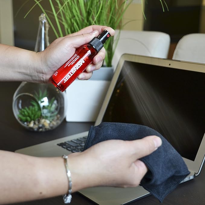 Monster Screen Cleaner Kit, 60 mL, Microfiber Cloth, for HDTVs, Tablets, Laptops, Smartphones, Eyeglasses