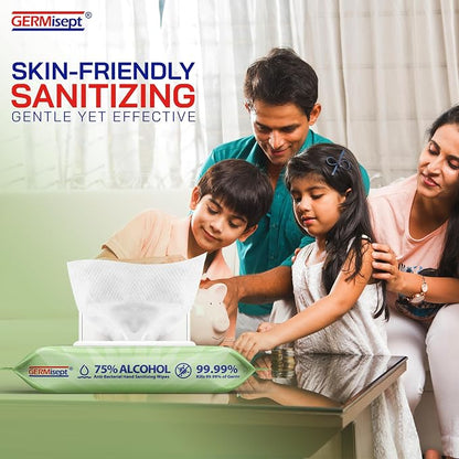 Advanced 75% Alcohol Antiseptic Hand Sanitizer Multipurpose Wipes (50 Count x 1 Pack = 50 Wipes)