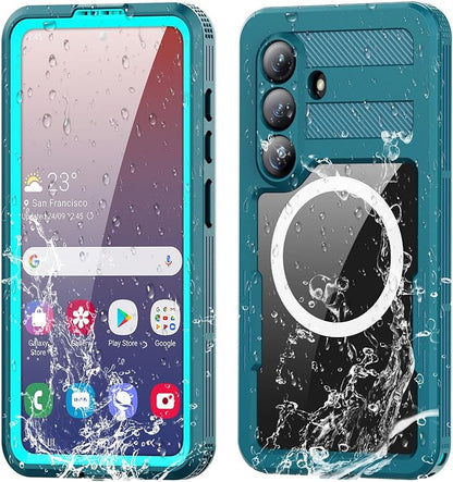 Omio Designed for Galaxy S26 Waterproof Case Compatible with MagSafe, Magnetic Waterproof Full Body IP68 Underwater Case Built-in Screen Protector Military Grade Shockproof Case for Men Women Teal