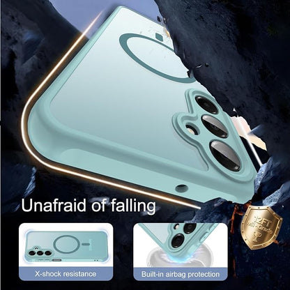 for Samsung Galaxy A16 5G Phone Case: Samsung A16 Case [Mag-Safe Fit] with 2PC Tempered Glass Screen Protector,Frosted Translucent A16 Case Soft-Touch Skin Protection for Galaxy A16 Cover,Mint Greenn
