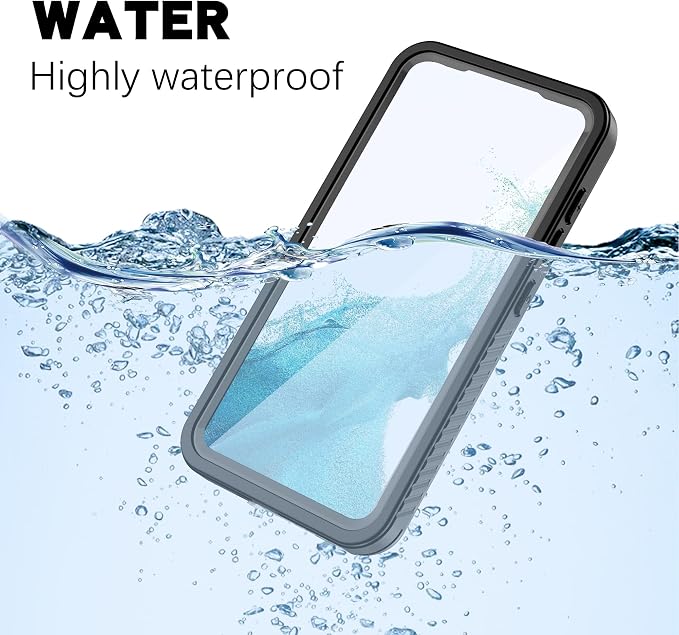 for Samsung Galaxy S22 Case, IP68 Waterproof Dustproof Case, [Built-in Screen Protector] Full Body Heavy Duty Rugged Phone Cover for Galaxy S22 6.1 Inch Black