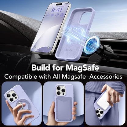 GONEZ Magnetic for iPhone 16 Pro Case, Compatible with MagSafe, [Screen Protector + Camera Lens Protector], Silicone Shockproof Anti-Scratch Protective Phone Case 6.3 inch, Lilac