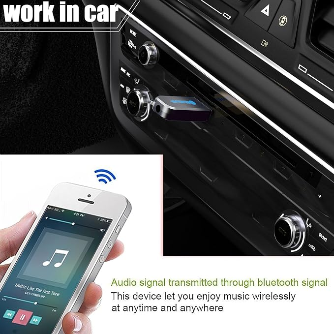 USB Bluetooth Car Kit [Stronger Mics& Noise Cancellation] &[Plug-and-Play] Bluetooth 5.3 Receiver Adapter for Car Music/Hands-Free Calls/Stereo Audio,Black