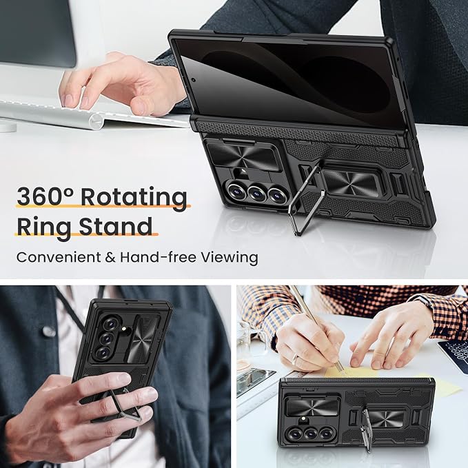 VEGO for Z Fold 8 Ultra Case with Screen Protector Anti-Peeping, Black | Built-in Hinge Protection &Slide Camera Cover Military-Grade Shockproof Rugged Kickstand Case for Galaxy Z Fold 8 Ultra-Black
