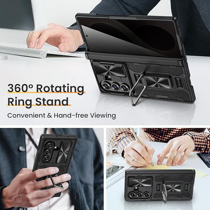 VEGO for Z Fold 8 Ultra Case with Screen Protector Anti-Peeping, Black | Built-in Hinge Protection &Slide Camera Cover Military-Grade Shockproof Rugged Kickstand Case for Galaxy Z Fold 8 Ultra-Black