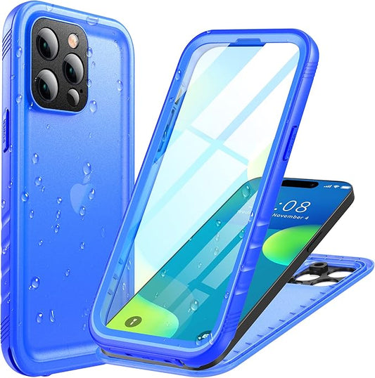 Cozycase Compatible with iPhone 14 Pro Max Waterproof Case - Full Body Shockproof Dustproof Dropproof Built in Screen Protector Rugged Waterproof Case for iPhone 14 Pro Max 6.1 Inche Blue
