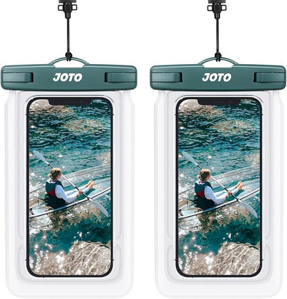 JOTO 2 Pack Floating Waterproof Phone Pouch Up to 7", IPX8 Floatable Underwater Phone Case Cellphone Dry Bag for iPhone 17/Air 16 15 14 13 12 11 Pro Max Xs Max XR X 8 7 Plus SE/Galaxy S24 S23 -Green