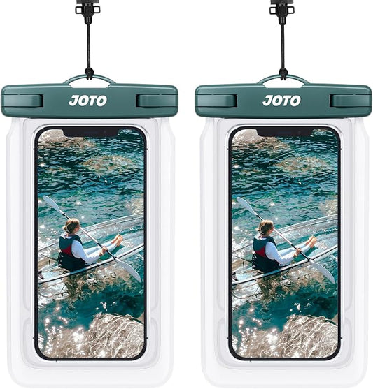 JOTO 2 Pack Floating Waterproof Phone Pouch Up to 7", IPX8 Floatable Underwater Phone Case Cellphone Dry Bag for iPhone 17/Air 16 15 14 13 12 11 Pro Max Xs Max XR X 8 7 Plus SE/Galaxy S24 S23 -Green