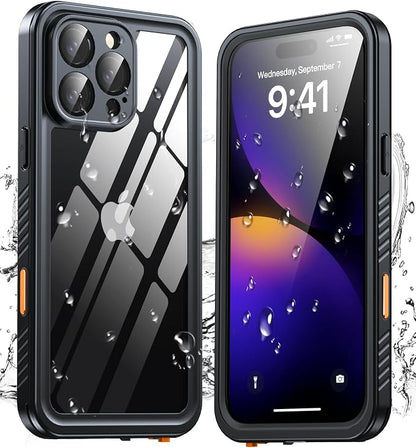 ANTSHARE for iPhone 16 Pro Max Case Waterproof, IP68 Underwater Built-in Lens & Screen Protector, [Full Body Shockproof] [Dustproof] [Snowproof] Protective iPhone 16 Pro Max Case 6.9'' - Black/Clear