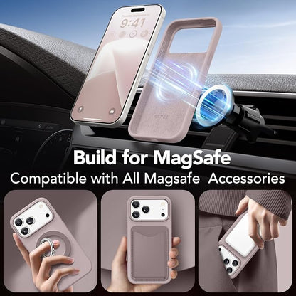 GONEZ Magnetic for iPhone 17 Pro Max Case, Compatible with MagSafe, [Screen Protector + Camera Lens Protector], Liquid Silicone Anti-Scratch Shockproof Protective Phone Case 6.9 inch, Light Taro