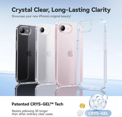 CASEKOO for iPhone 17e/16e Case Crystal Clear, Patented Anti-Yellow & Virgin TPU, 15FT Military-Grade Drop Protection, Slim Transparent Women Men Funda para for iPhone 17e/16e Case 6.1 inch, Clear