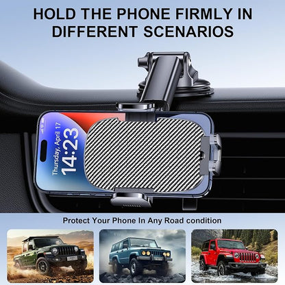 Phone Holder Car Mount for iPhone [Powerful Suction] Phone Mount for Car Dashboard Windshield Air Vent Universal Accessories [Thick Cases Friendly] Automobile Phone Holder Fit iPhone Smartphone