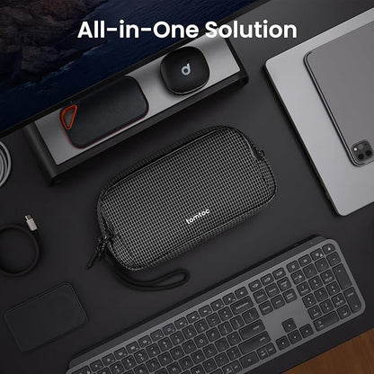 tomtoc Electronic Organizer Travel Case Performance, Dual Compartment Bag | Water Resistant Cable Organization Storage for Charger, Cord, Phone, Hard Drive, Power Bank, Accessories Travel Essentials