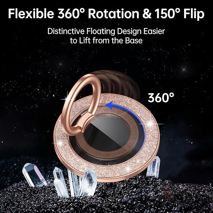 Syncwire Magnetic Phone Grip for MagSafe, Sparkle Ring Holder, Rotatable Kickstand Bling Ring Stand Removable MagSafe Accessories for iPhone 17 Pro Max 16 15 14 13, Android, Samsung etc.
