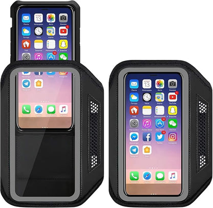 Cell Phone Armband Case for iPhone 15, 14, Pro with Adjustable Band & Key Holder for Running, Exercise and Recreation