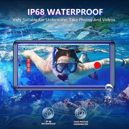 Temdan Designed for Samsung Galaxy S22 Ultra Case,Waterproof Built-in Lens & Screen Protector [Full Body Shockproof][Military Drop Proof][IP68 Underwater] Phone Case for S22 Ultra 5G-Purple (2022)
